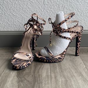 Lace Up Animal Print Heels NWOT